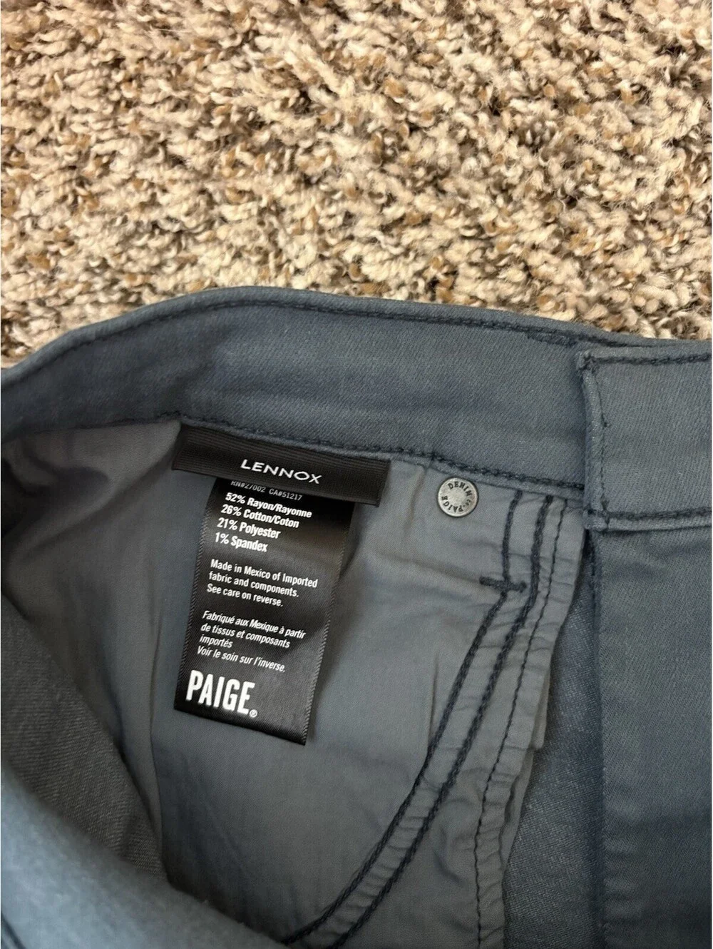 Paige Lennox Men's Jeans Storm Sky Denim Slim Straight Size 31 - Pre/Owned